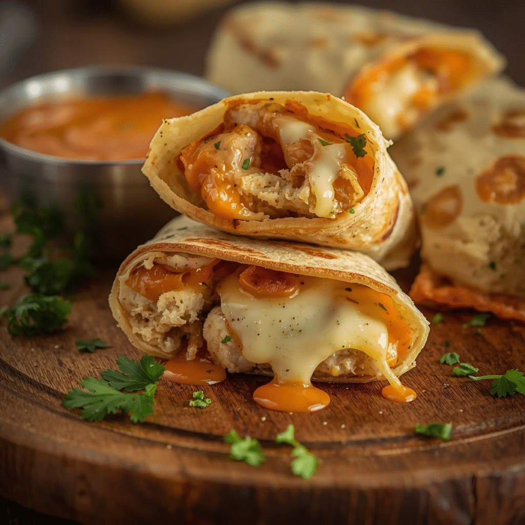 Cheesy Garlic Chicken Wraps That Will Make You Forget Takeout image