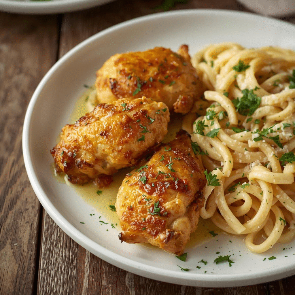 How to Make Garlic Butter Chicken with Creamy Parmesan Pasta in 40 Minutes image