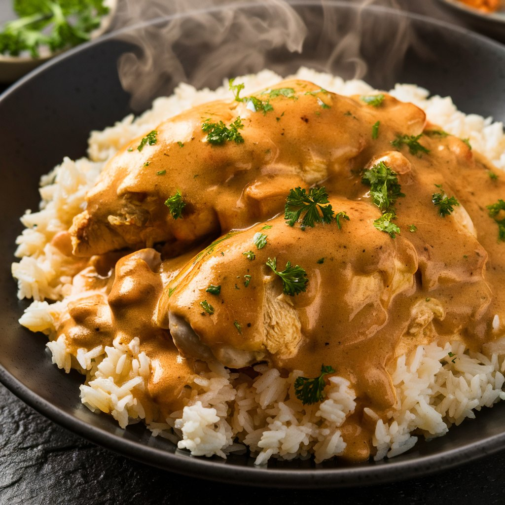 How to Make Creamy Smothered Chicken & Rice in Under an Hour image